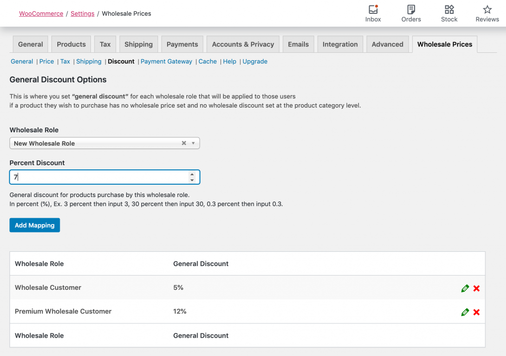 Add global role-based wholesale discounts.