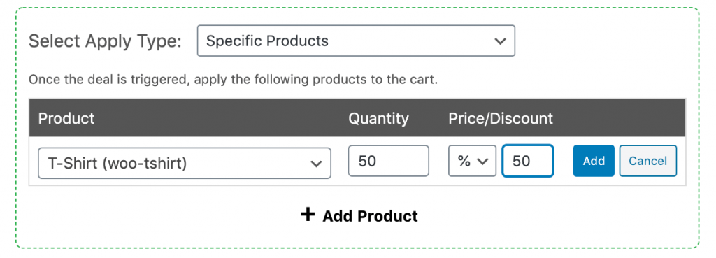 Setting the BOGO deal apply type.