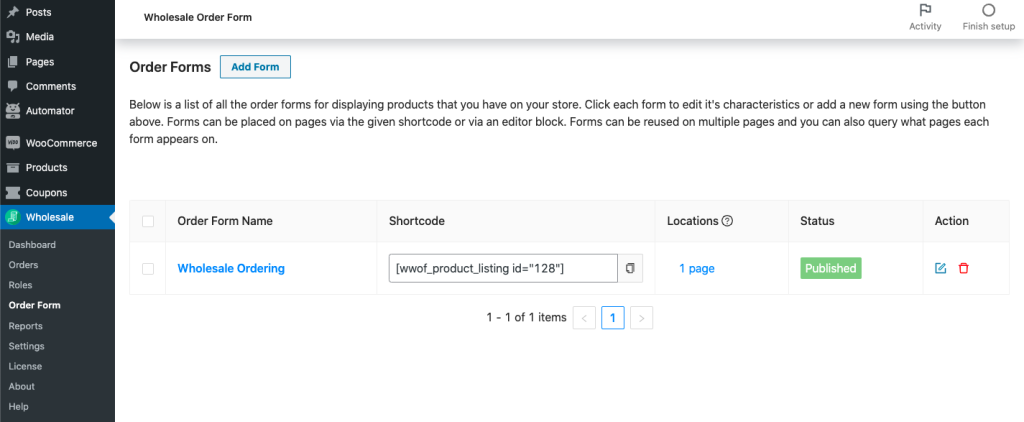 Multiple Order Forms