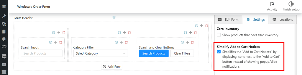 Wholesale Order Form Version 3.0 (WWOF3): Simplify Add to Cart Notices