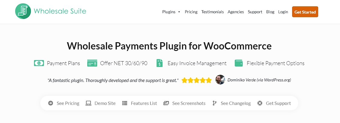 Wholesale Suite - Wholesale Payments plugin page